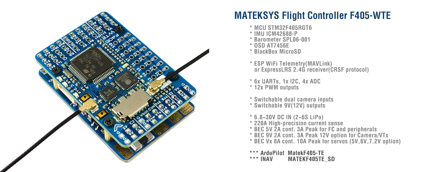 Matek Mateksys Vluchtcontrolle - Mateksys Flight Controller F405 Wte recensie en prijs